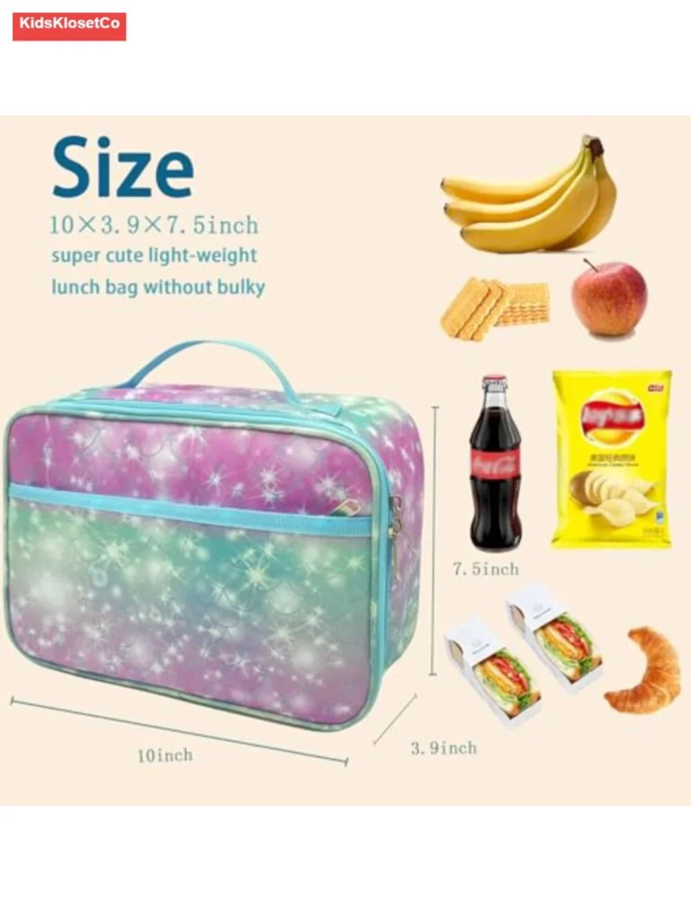 Kids Insulated Lunch Bag 600D Oxford Waterproof PEVA Liner